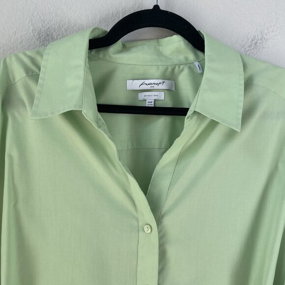 Foxcroft Shirt Womens 18W Green Wrinkle Free Button Up 3/4 Sleeve Shaped Blouse - Picture 7 of 10